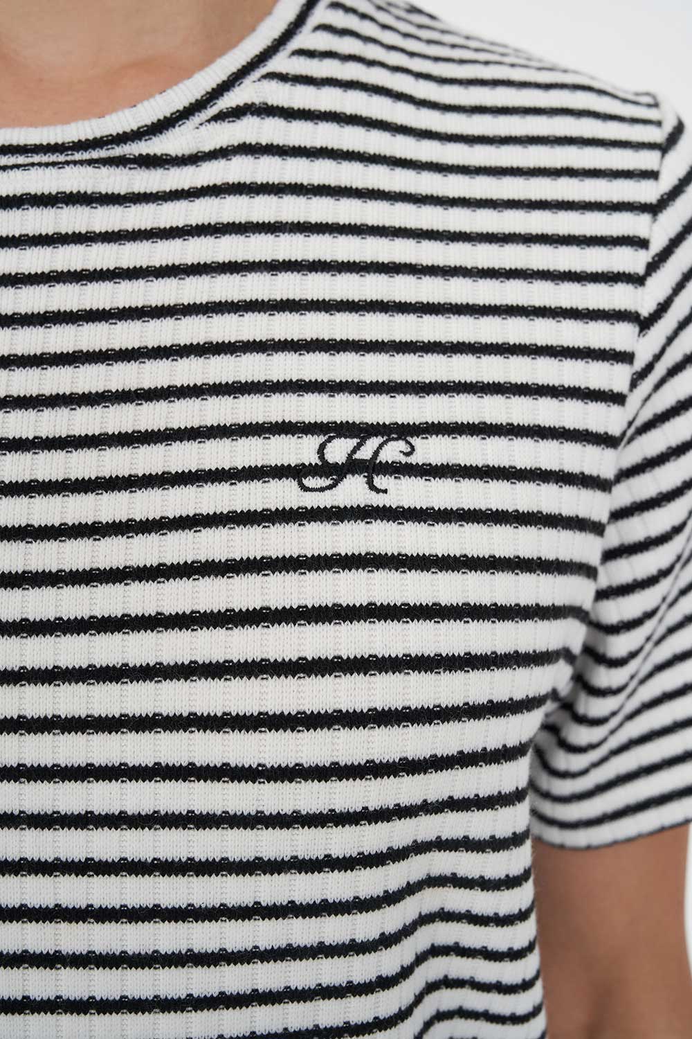ALFIE STRIPE CLASSIC TEE CHALK/BLACK - Image 3