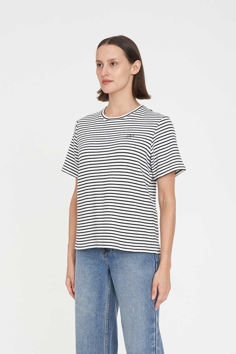ALFIE STRIPE CLASSIC TEE CHALK/BLACK - Image 5