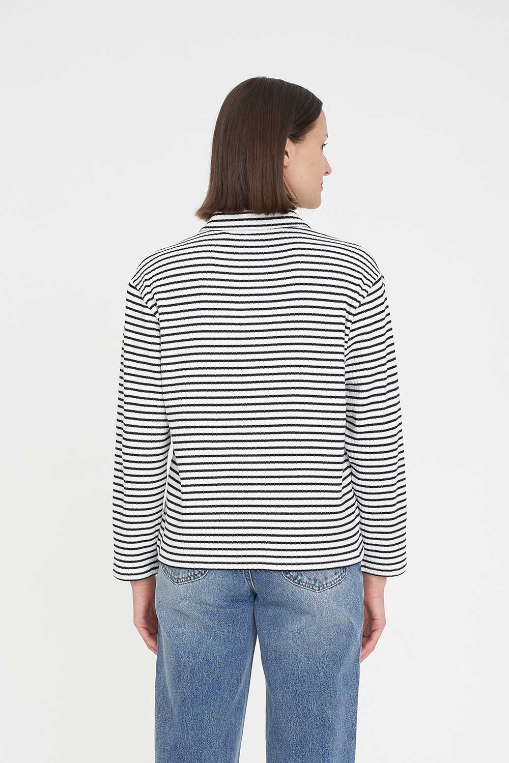 ALFIE STRIPE LS POLO CHALK/BLACK - Image 6