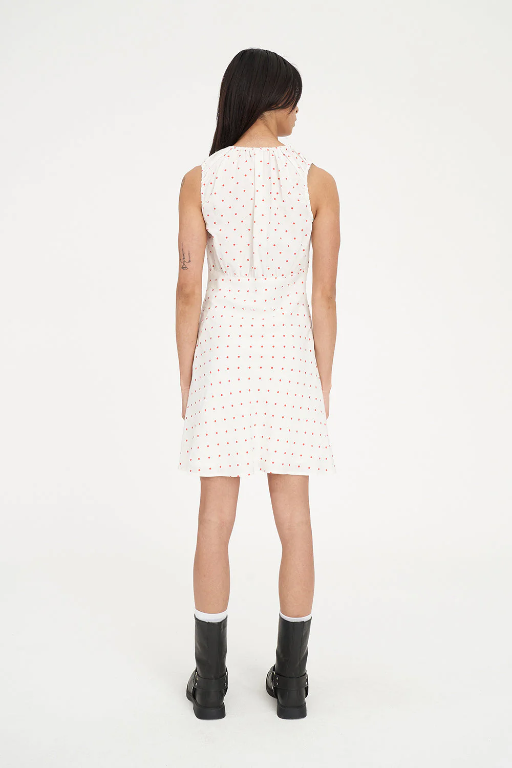 BARDOT CELINE MINI DRESS CHALK/RED - Image 4
