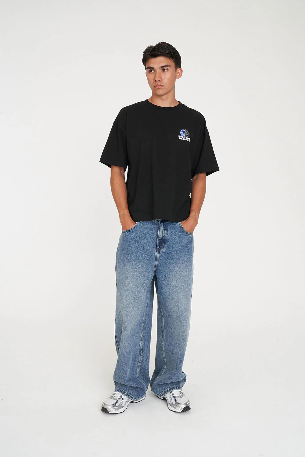 BLOCK CROP TEE 220/NZ EARTHER BLACK - Image 6