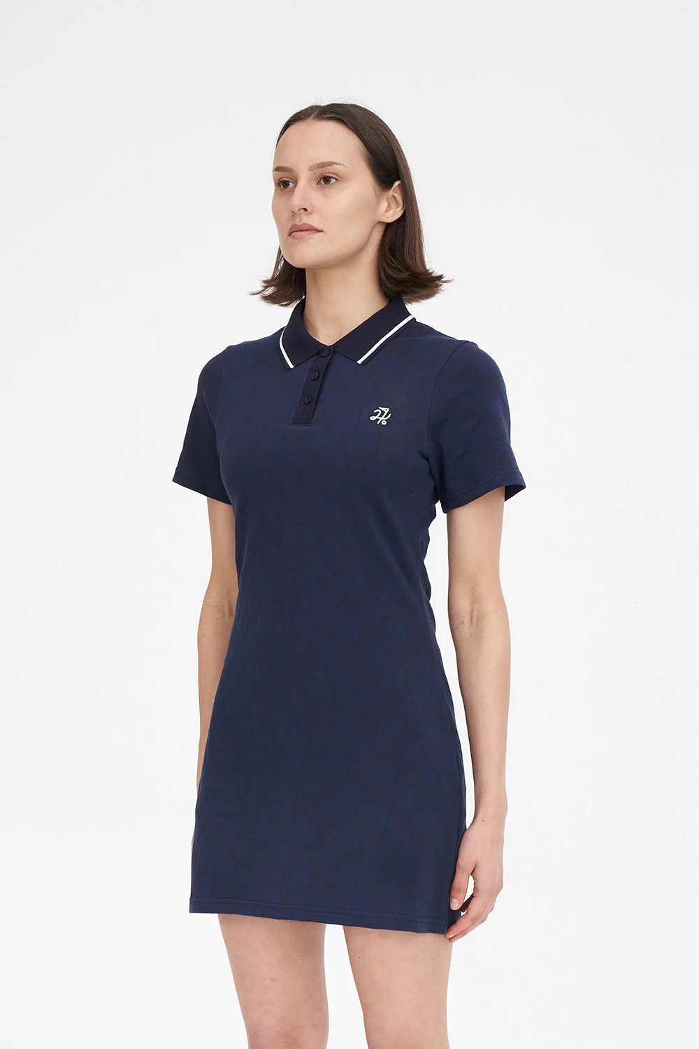 CHECK POLO DRESS NAVY - Image 4