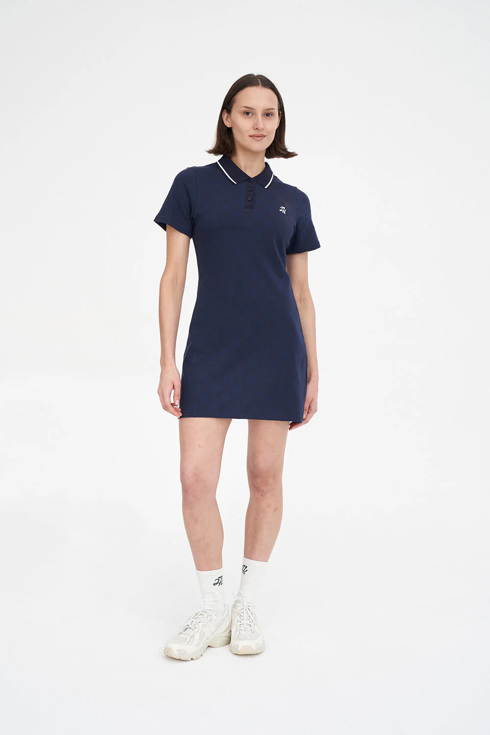 CHECK POLO DRESS NAVY - Image 5