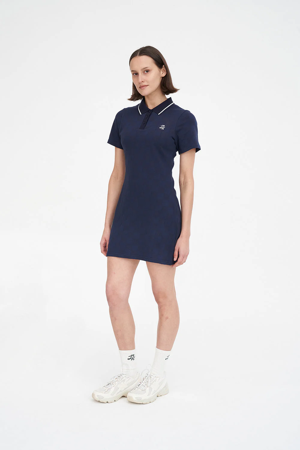 CHECK POLO DRESS NAVY - Image 6