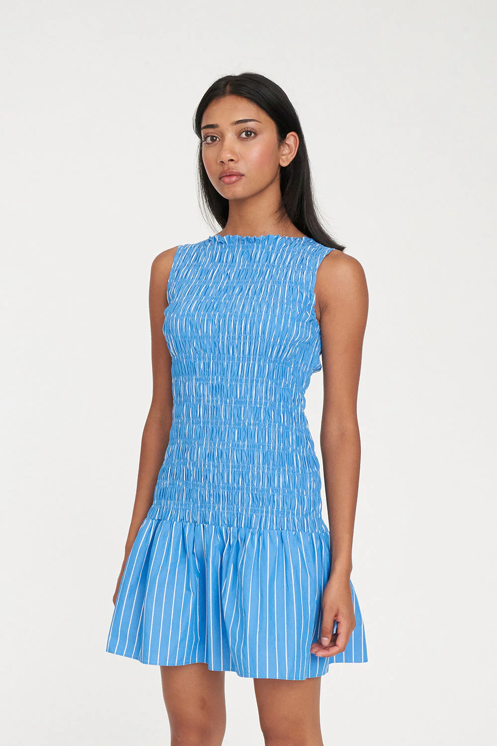 HAVEN SHIRRED MINI DRESS SPRINT STRIPE - Image 4