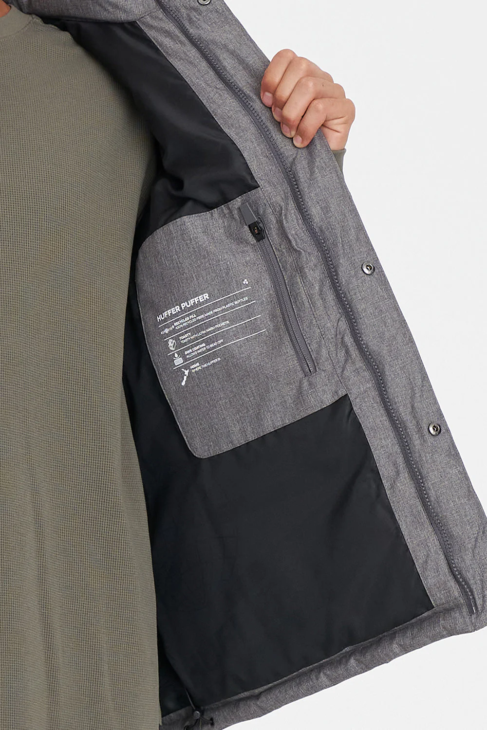 MENS HUFFER PUFFER VEST HRGBONE GREY - Image 3