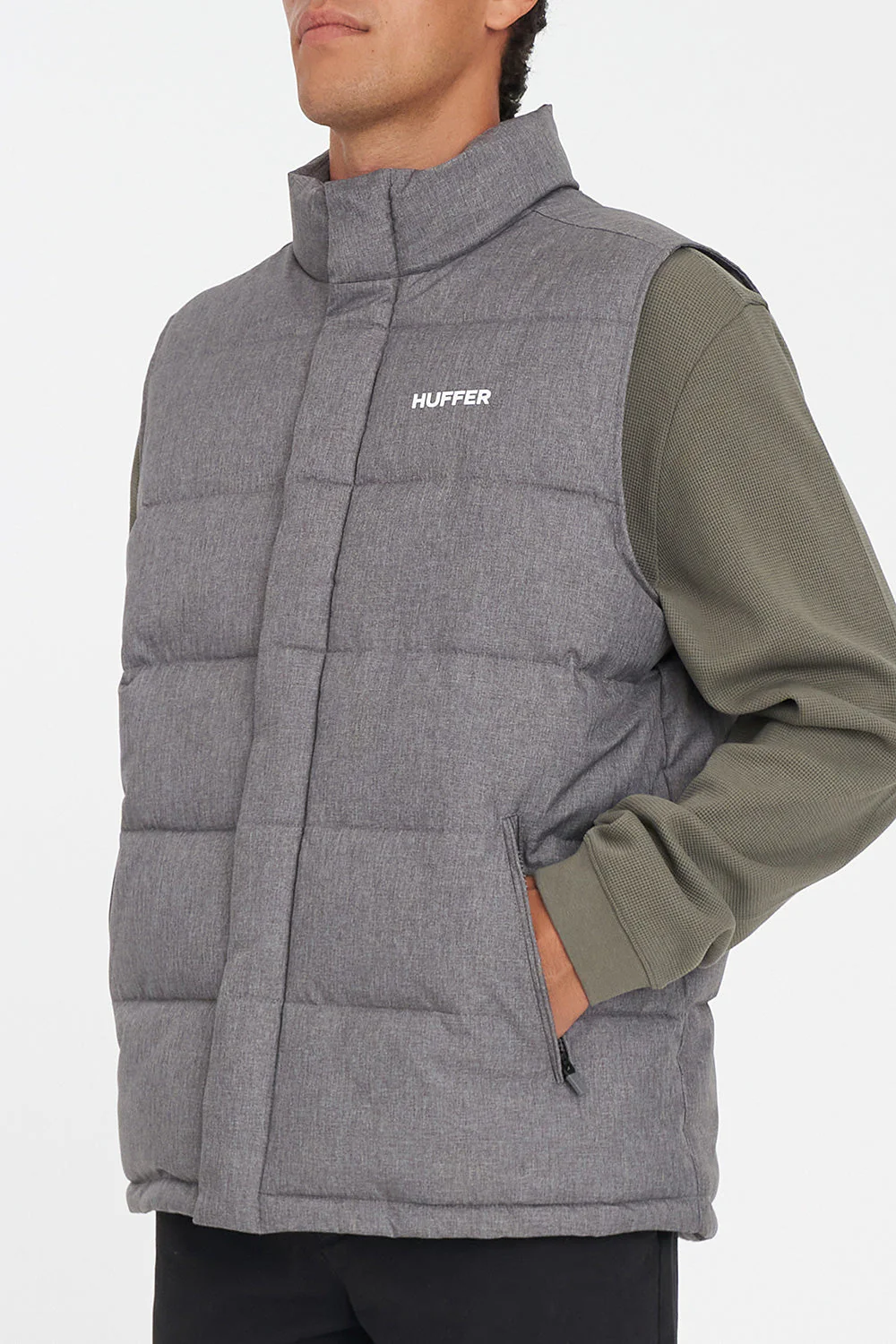 MENS HUFFER PUFFER VEST HRGBONE GREY - Image 4