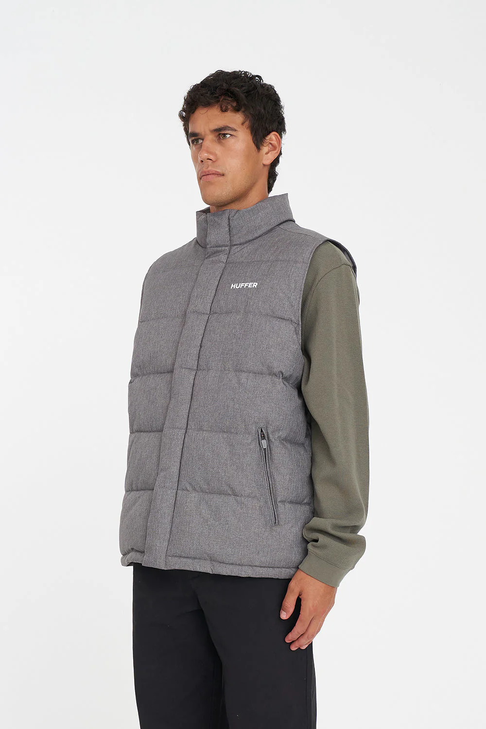 MENS HUFFER PUFFER VEST HRGBONE GREY - Image 5
