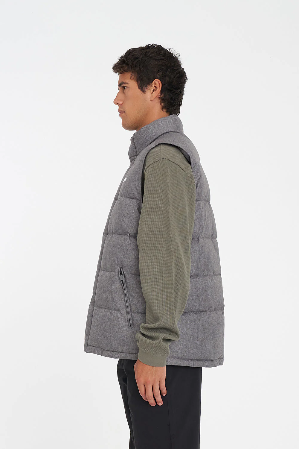 MENS HUFFER PUFFER VEST HRGBONE GREY - Image 6