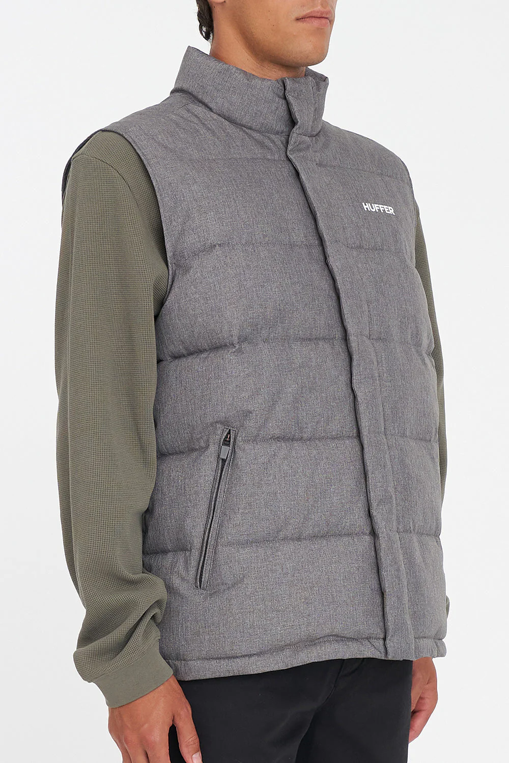 MENS HUFFER PUFFER VEST HRGBONE GREY - Image 9