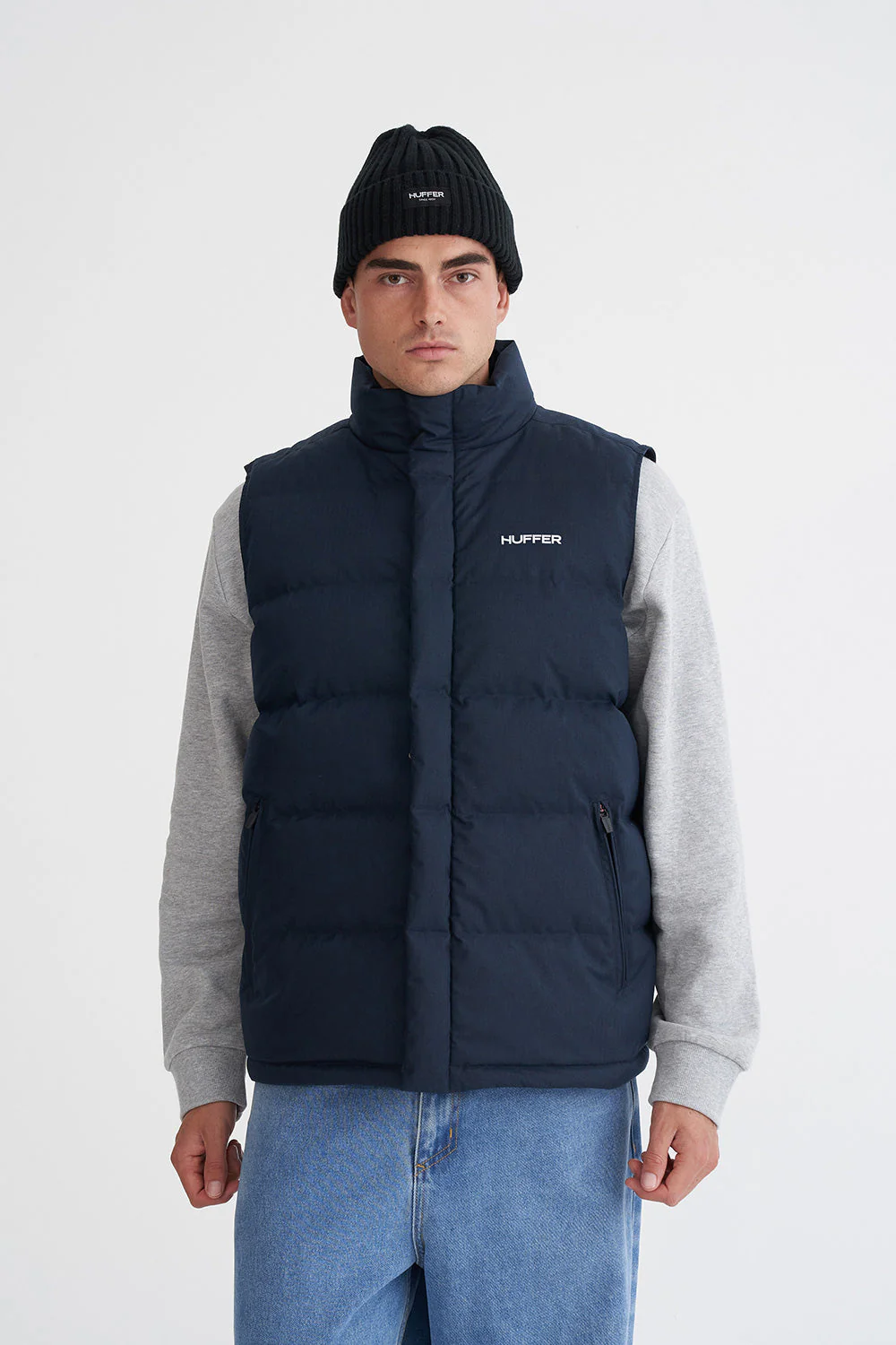 MENS HUFFER PUFFER VEST HRGBONE NAVY - Image 4