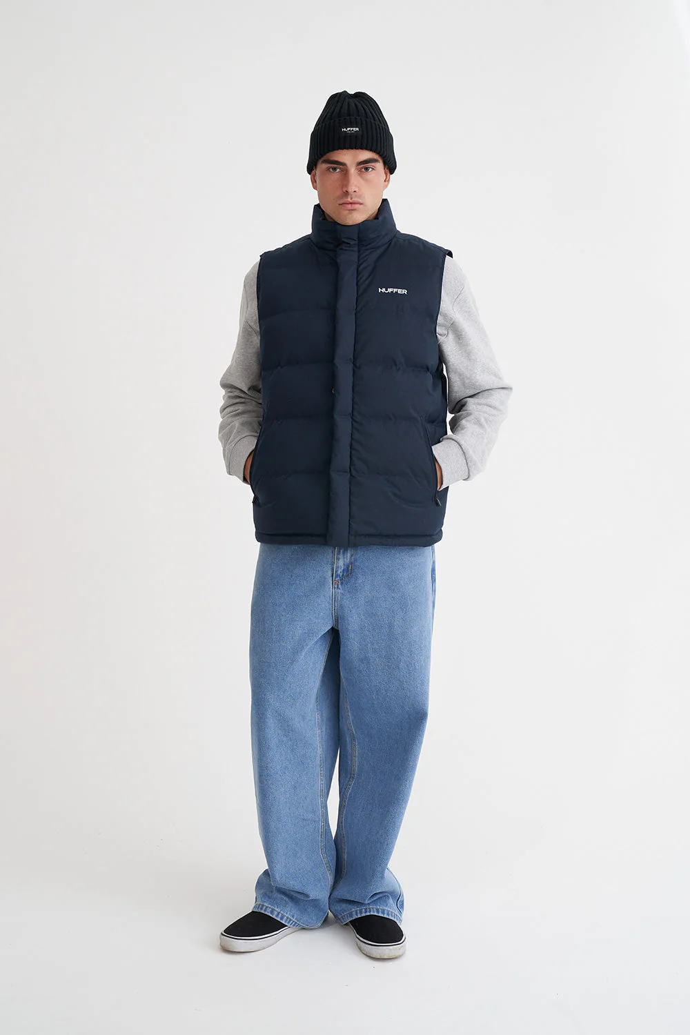 MENS HUFFER PUFFER VEST HRGBONE NAVY - Image 5