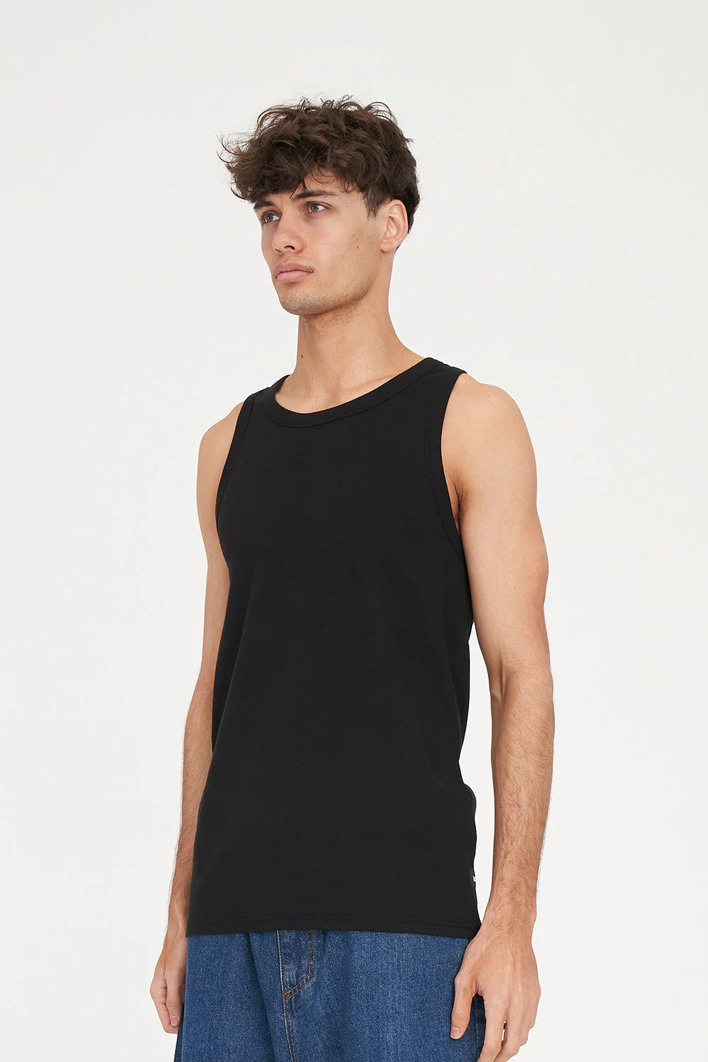 MENS RIB TANK BLACK - Image 3