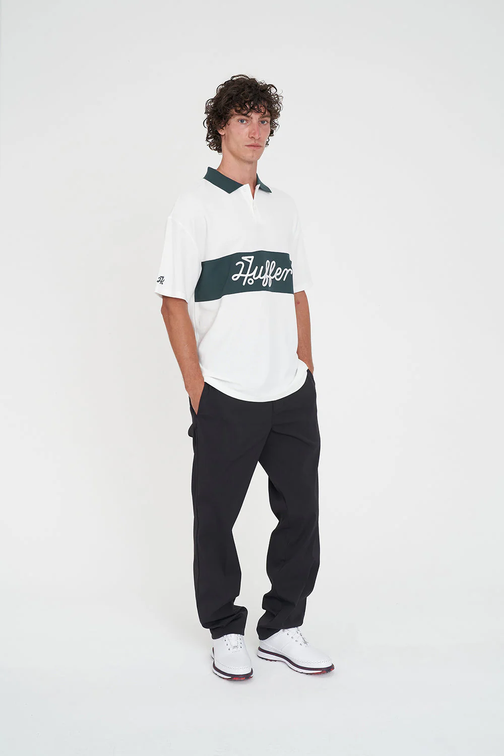 PAR LINE SS POLO CHALK/GOLF GREEN - Image 3