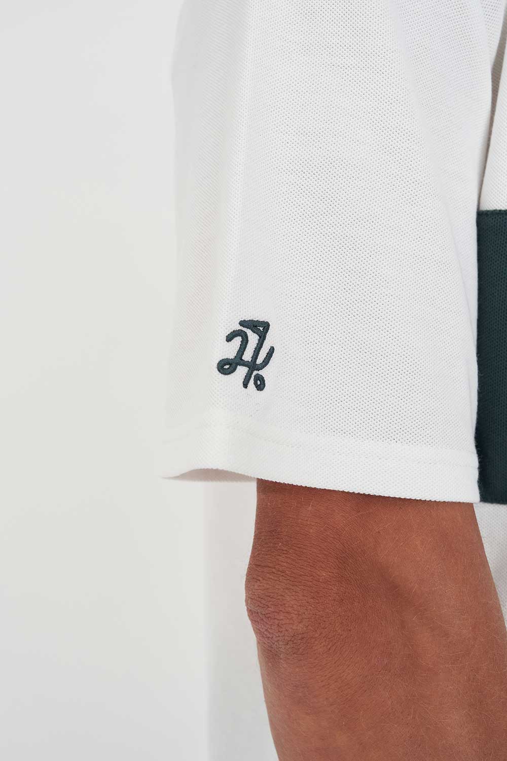 PAR LINE SS POLO CHALK/GOLF GREEN - Image 4