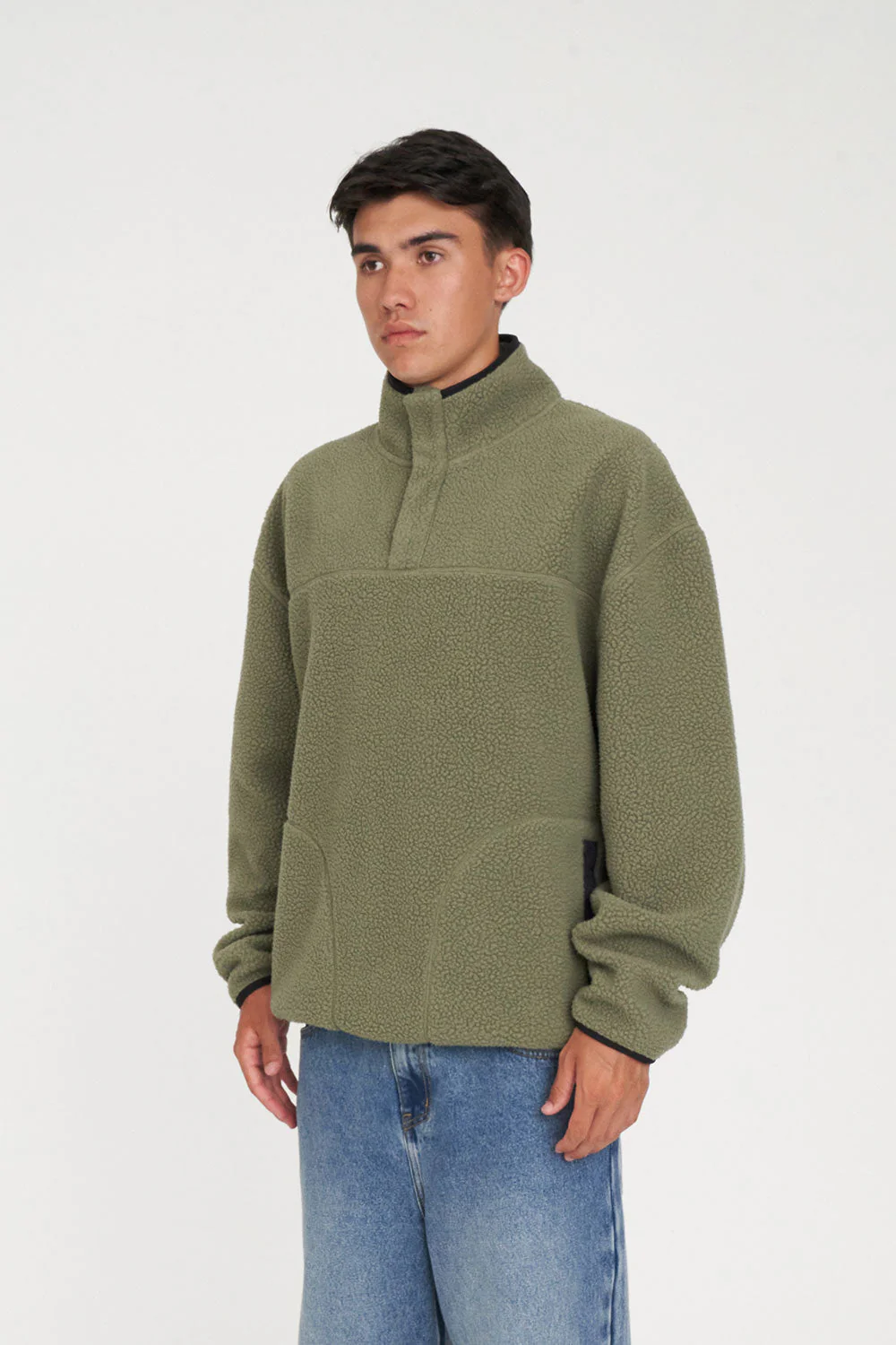 POLAR FLEECE PULLOVER KHAKI/BLACK - Image 3