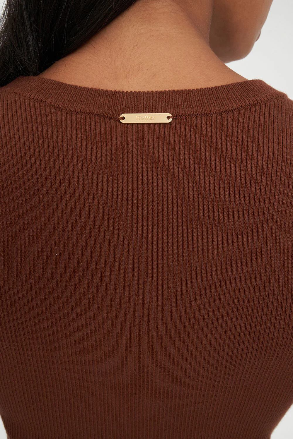 ROGUE RIB MINI DRESS CHESTNUT - Image 4