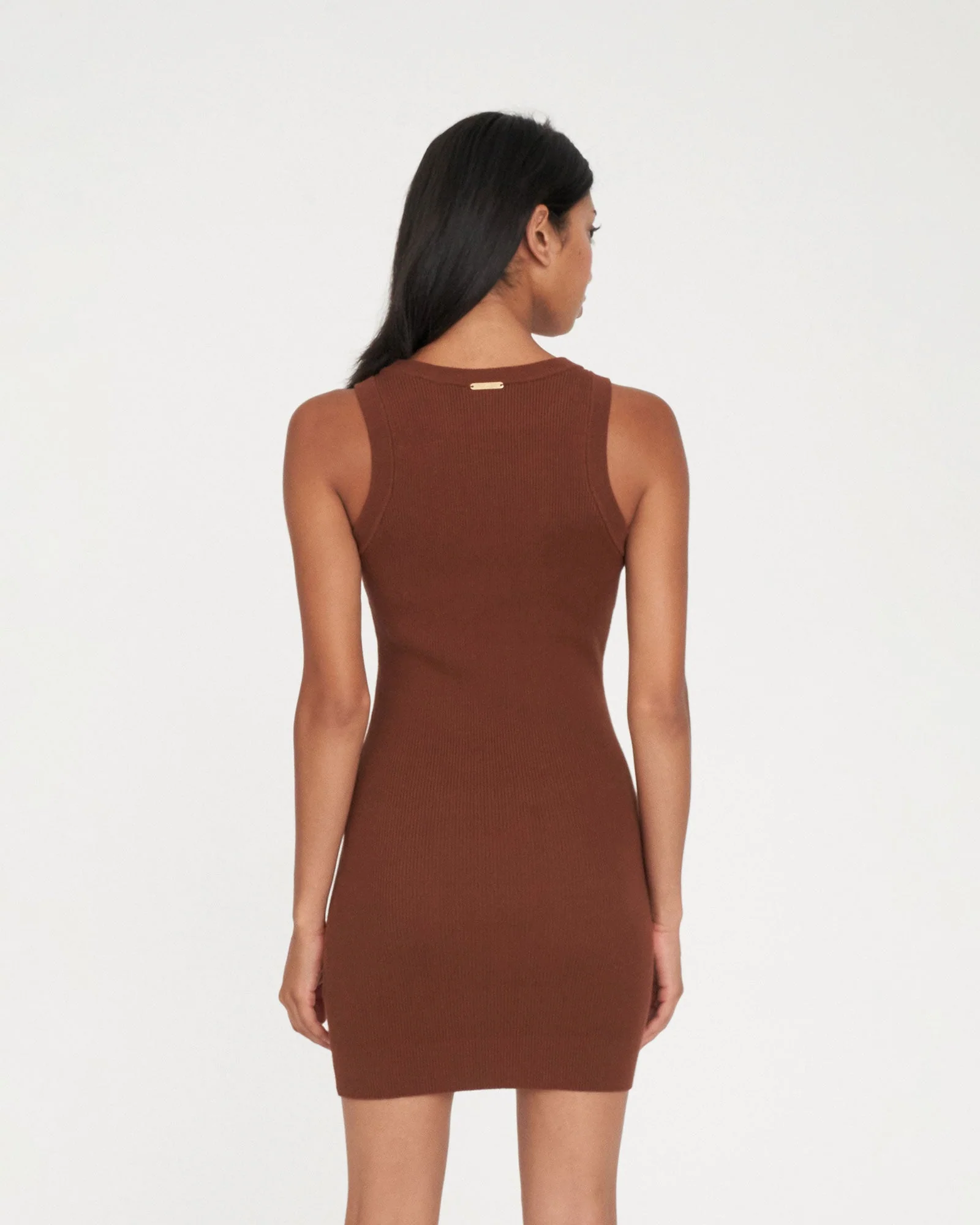 ROGUE RIB MINI DRESS CHESTNUT - Image 5