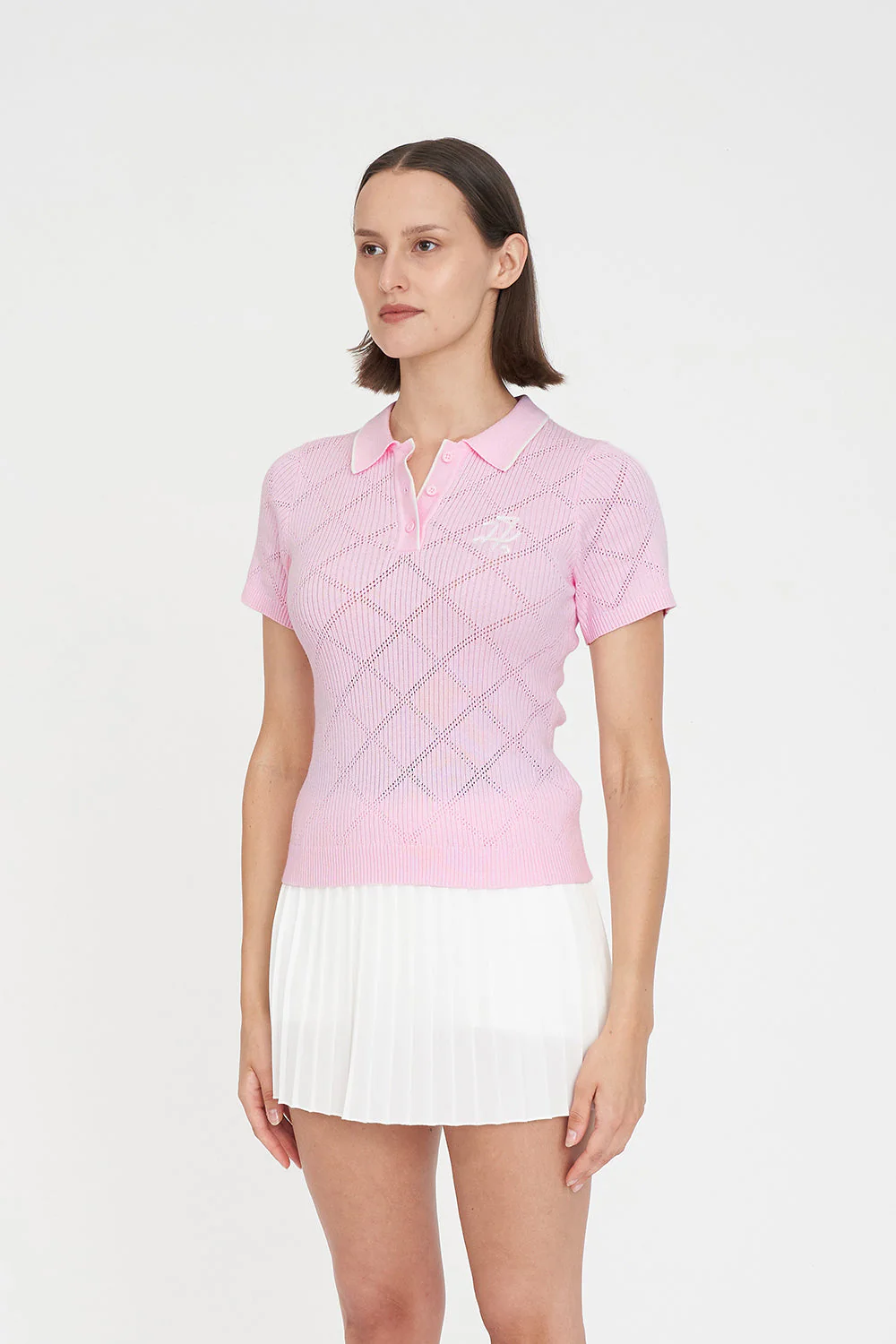 WOMENS DIAMOND KNIT POLO PETAL - Image 5